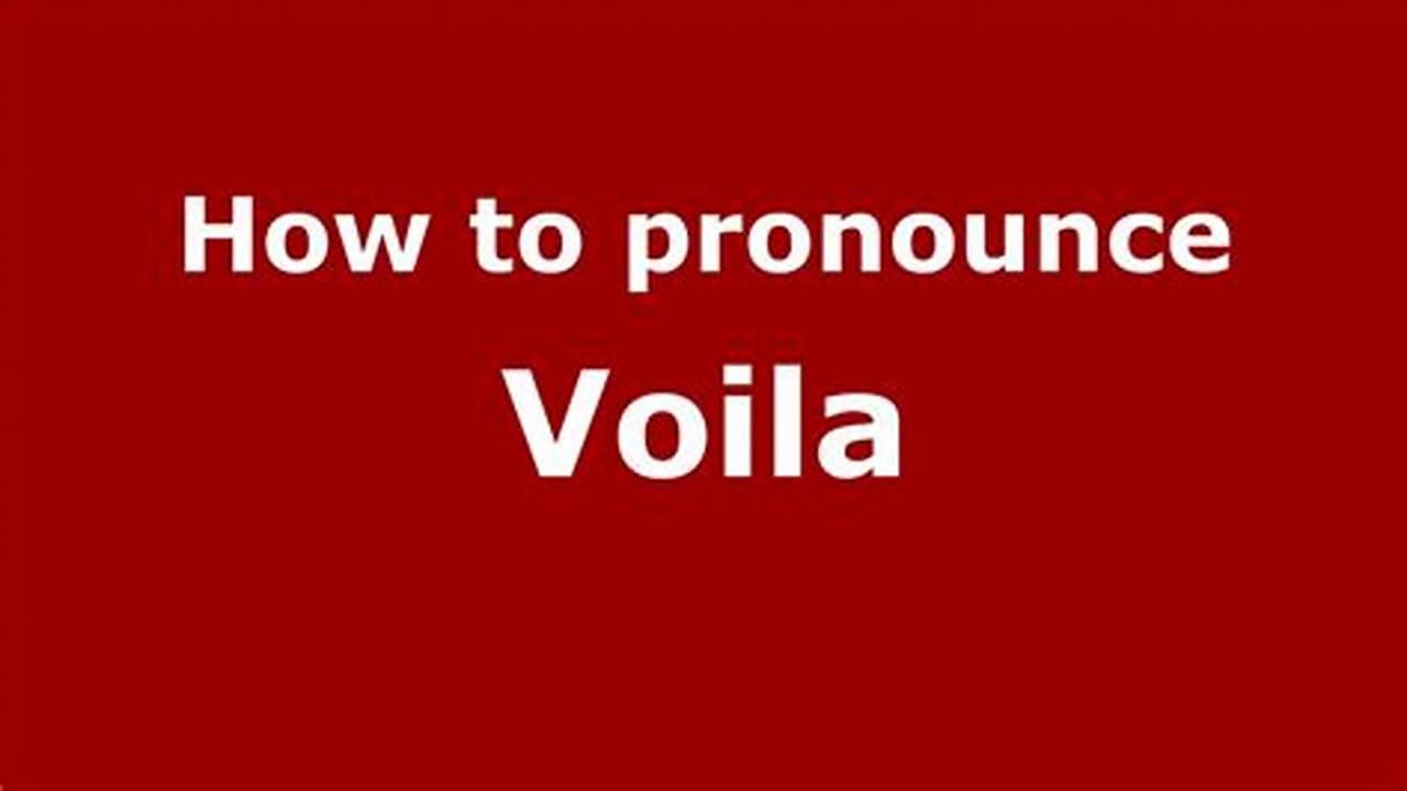 How to Perfectly Pronounce Voila: A Comprehensive Guide for Beginners