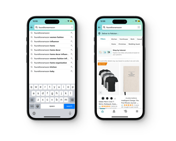 How to search storefronts on amazon app