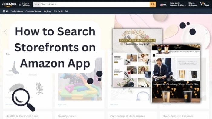 How to search storefronts on amazon app